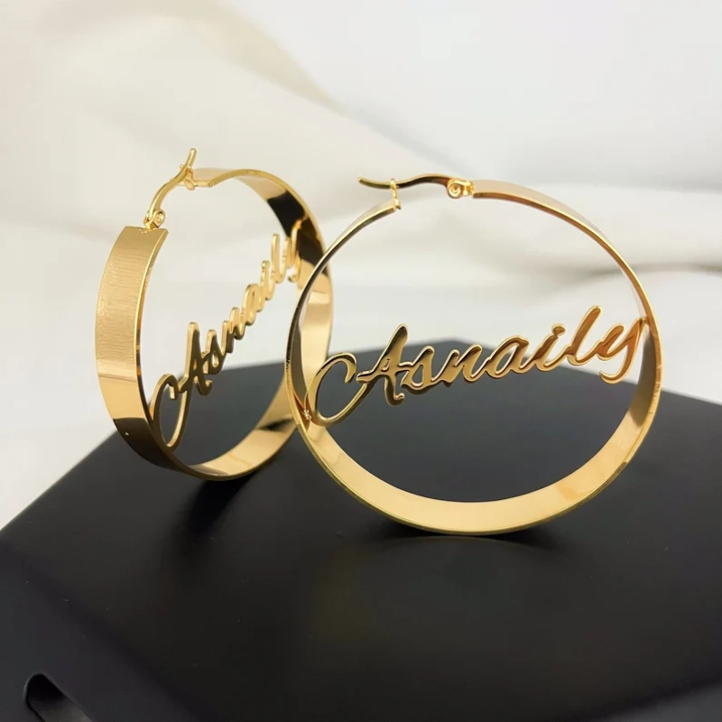 Women Fashion Name Ideas - 맞춤형 이름 귀걸이 맞춤형 18K 금도금