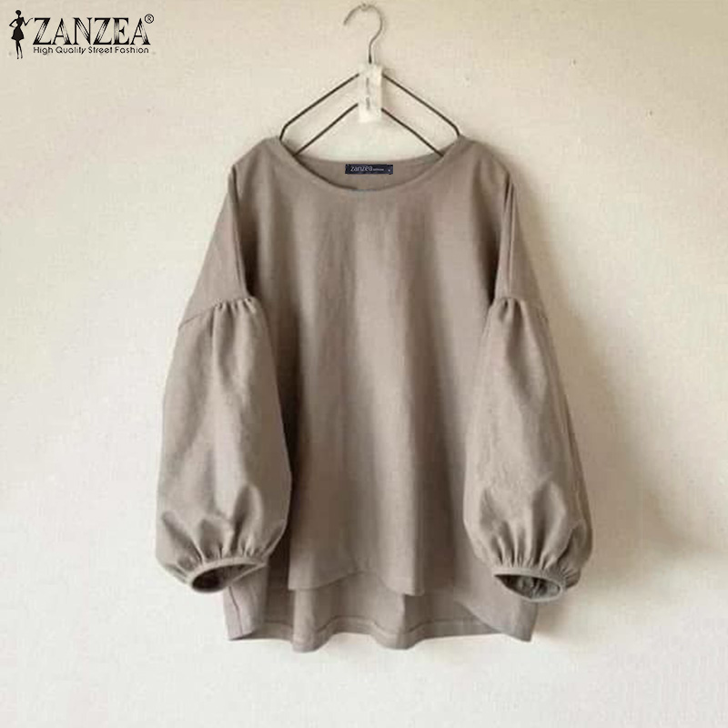 Puff Sleeve Blouse - ZANZEA 플러스 사이즈 여성 캐주얼 블라우스