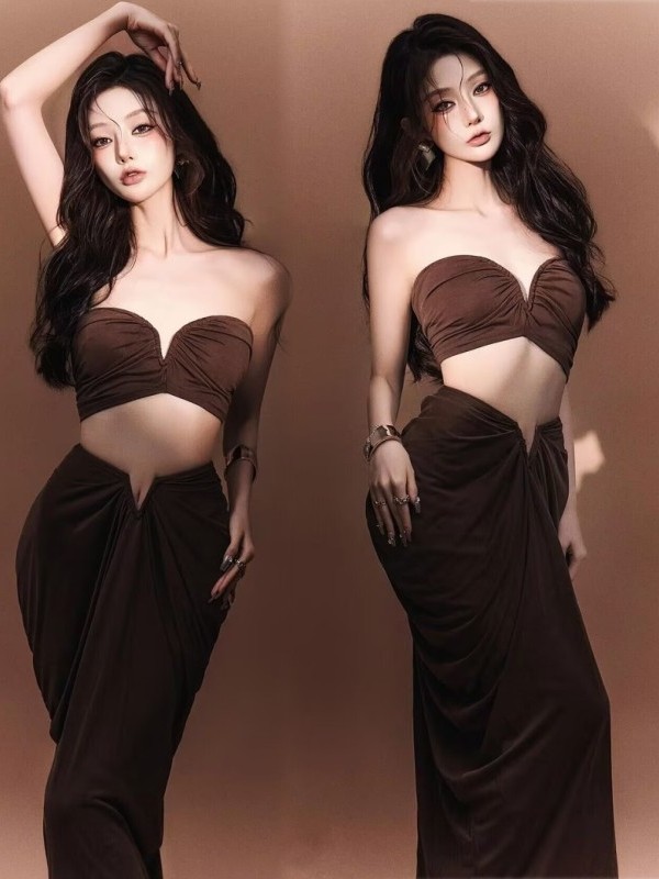 Women'S Young Fashion - 세련된 슬리밍 들러리 드레스 세트, 섹시하고