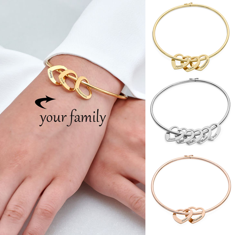 Women Fashion Name Ideas - 맞춤형 하트 참 장식 팔찌, 이름