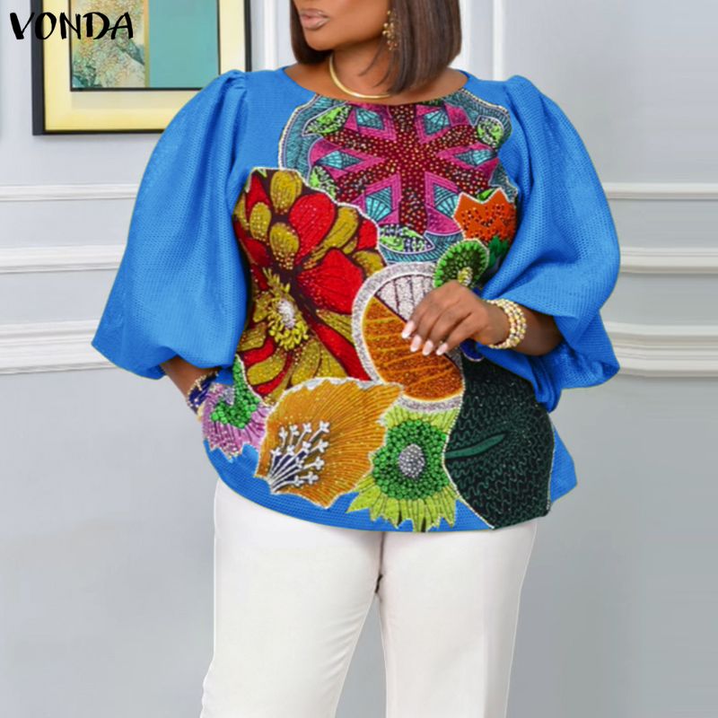 Puff Sleeve Blouse - 플러스 사이즈 5XL VONDA 여성 패션