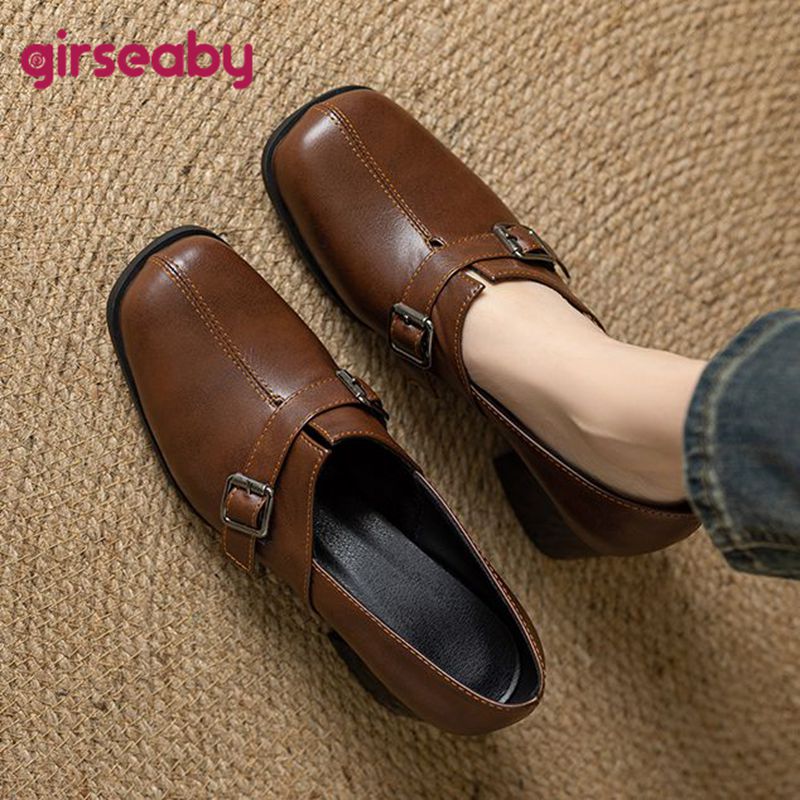 Women Fashion Designers - Girseaby 빈티지 여성 펌프 스퀘어 발가락