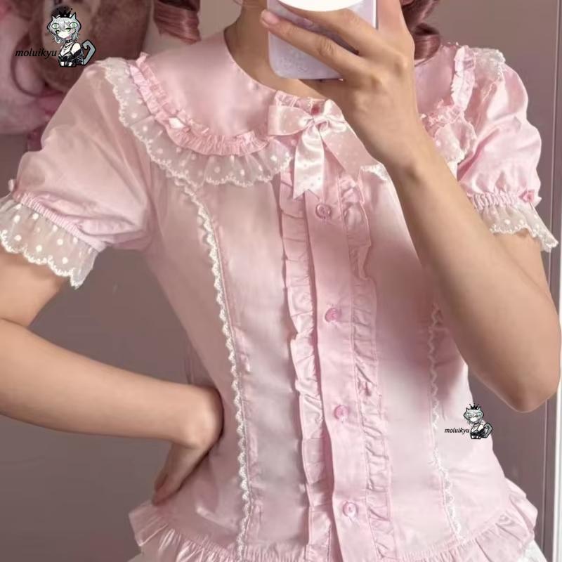 카와이 프릴 블라우스 봄 여름 일본식 퍼프 슬리브 패션 - Puff Sleeve Blouse 리뷰 및 가격