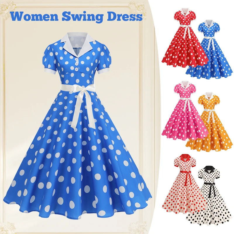 빈티지 물방울 무늬 여름 원피스 여성 1950년대 60 - Women'S Fashion In The 60S 리뷰 및 가격