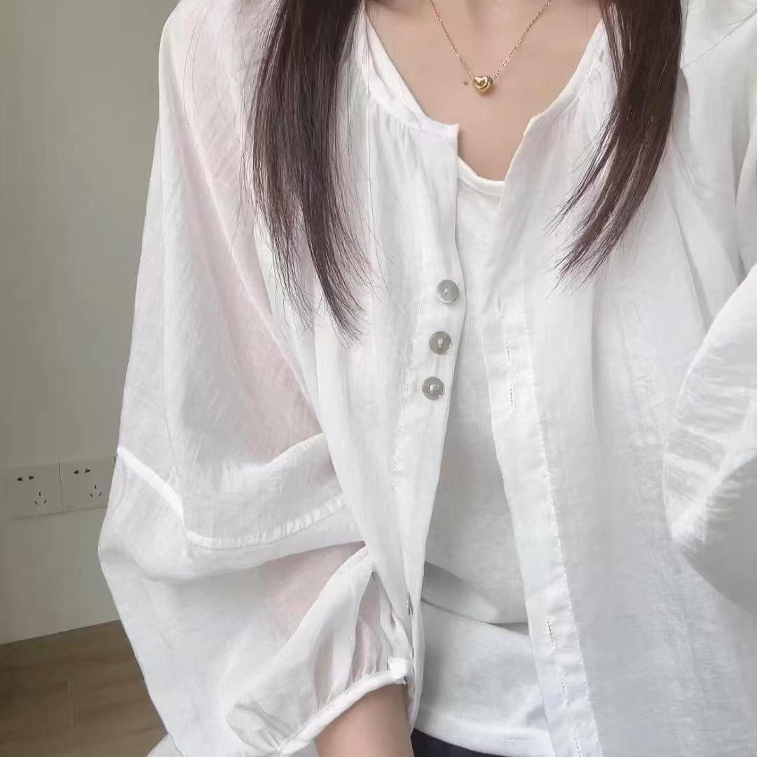스탠드 칼라 셔츠, 크링클 텍스처 원단, 퍼프 7부 소 - Puff Sleeve Blouse 리뷰 및 가격