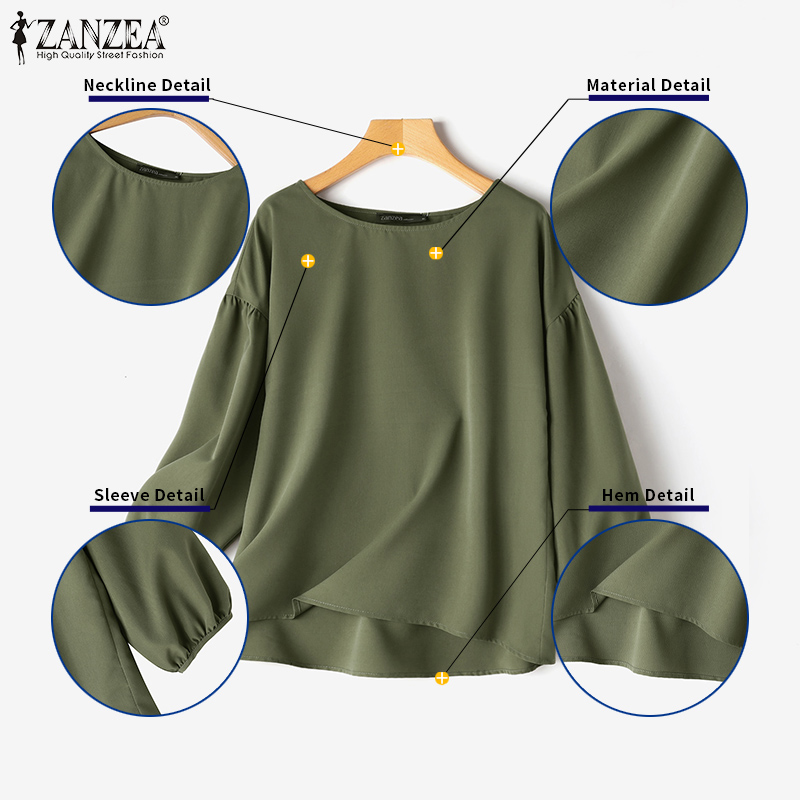 ZANZEA 플러스 사이즈 여성 캐주얼 블라우스 랜턴  - Puff Sleeve Blouse 리뷰 및 가격