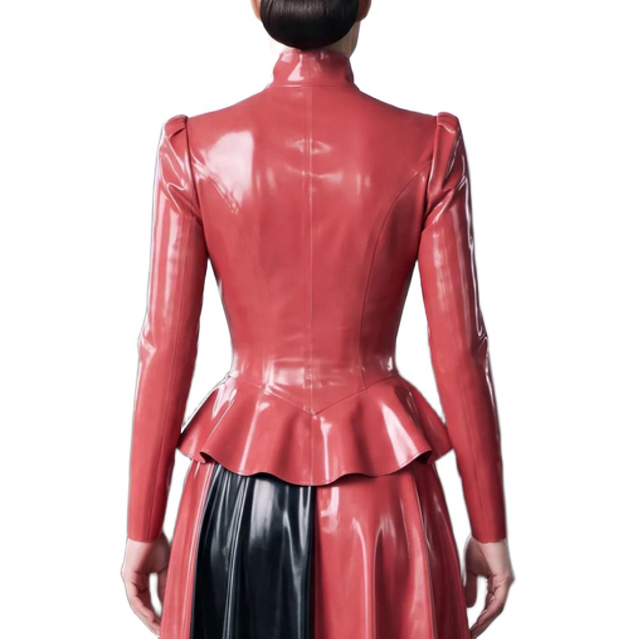 섹시한 라텍스 페플럼 블라우스, 숨겨진 버튼, 스탠드  - Puff Sleeve Blouse 리뷰 및 가격