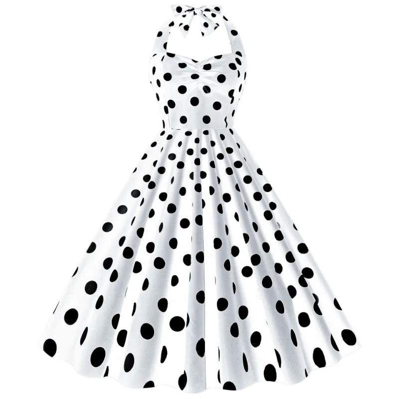 2026 패션 여름 섹시 홀터넥 여성 레트로 물방울 무 - Women'S Fashion In The 60S 리뷰 및 가격