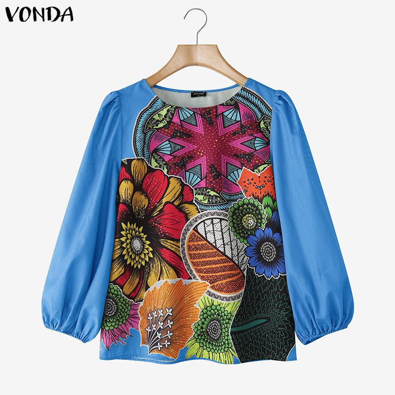 플러스 사이즈 5XL VONDA 여성 패션 블라우스 긴 - Puff Sleeve Blouse 리뷰 및 가격
